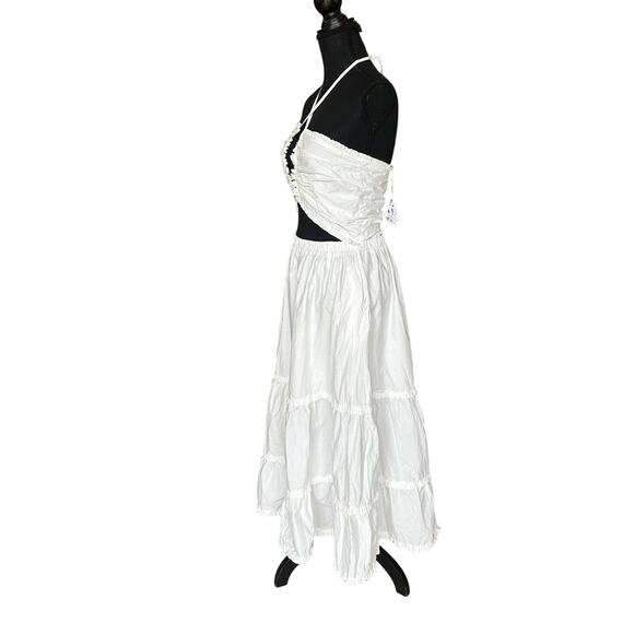 V. Chapman White Tiered Ruffle Midi Dress Size 10 Cutout Corset Resort $385 NEW - Picture 7 of 10